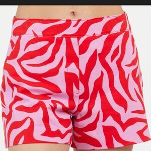 SPANX Pull-On, On-The-Go 4” Shorts Sz Med | Red & Pink Zebra
